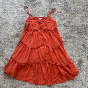 Aeropostale Womens Small Rust Orange Tiered Mini Dress Smocked Back Boho Cami